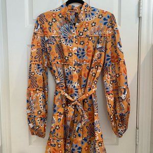 FARM RIO (inspired) YELLOW PINEAPPLE FLOWERS MINI DRESS SZ L